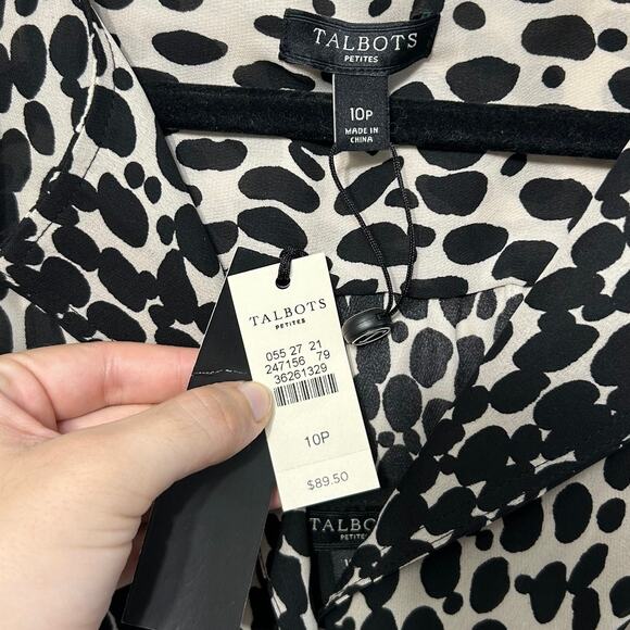 Talbots Petites Cheetah Print Blouse NWT Women's Sz 10P Cami Underlay Mob Wife - Picture 2 of 5